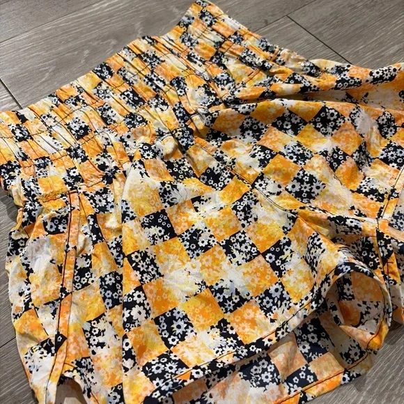 FP Movement by Free People High Waist Checkered Shorts - Yellow and Black - Picture 4 of 6